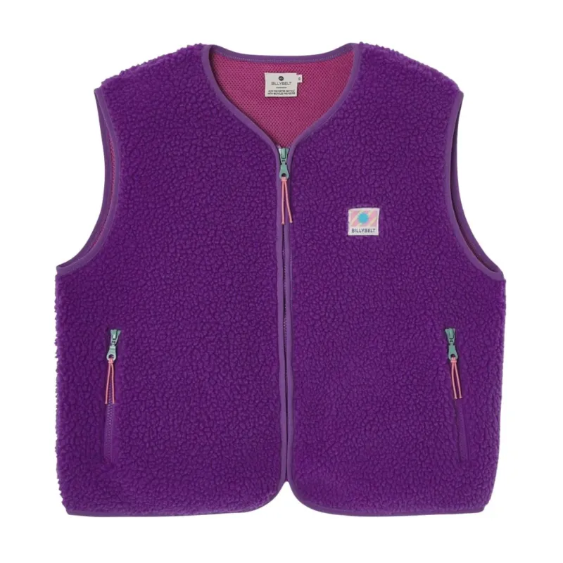 Damen Weste aus Sherpa-Fleece mit Reißverschluss, ärmellos – lila