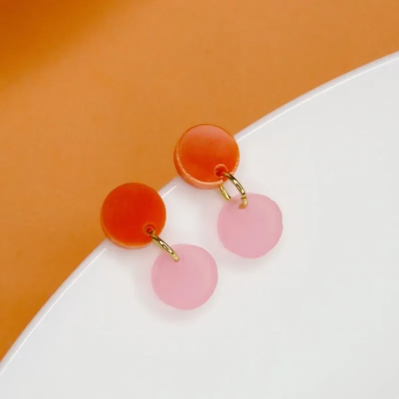 Damen Ohrringe Dotty orange/eisrosa