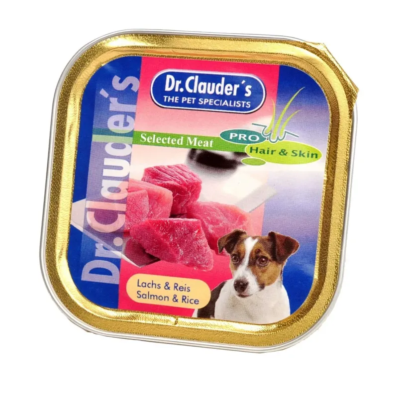 Hundenassfutter Schale Selected Meat Hair & Skin – Lachs&Reis- 30 x 100g