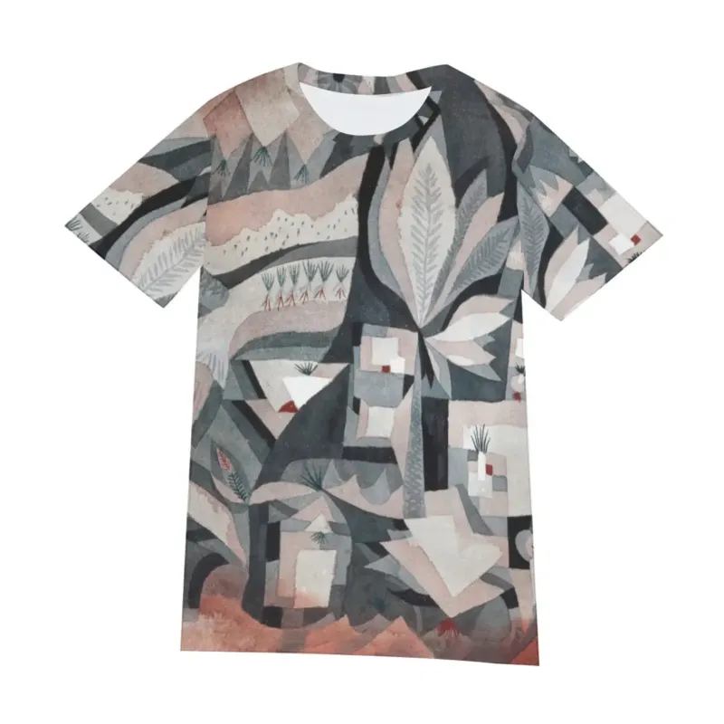 Dry Cooler Garden by Paul Klee T-shirt with abstract artwork printed across the front