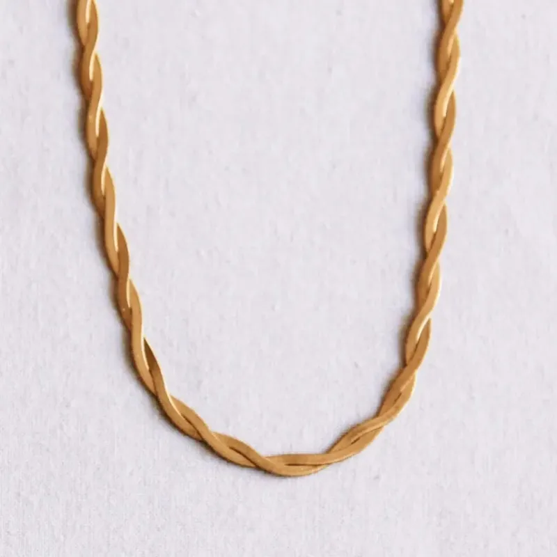 Geflochtene Damen Halskette „Snake“ gold