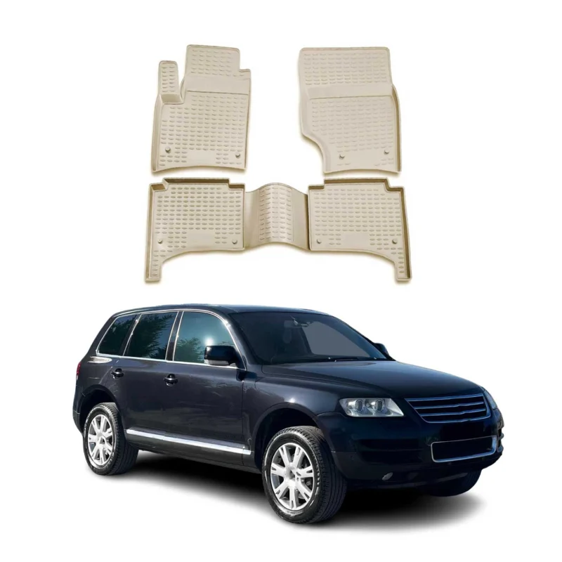OMAC Gummimatten Fußmatten für VW Touareg 2002-2010 TPE Automatten Beige 4x