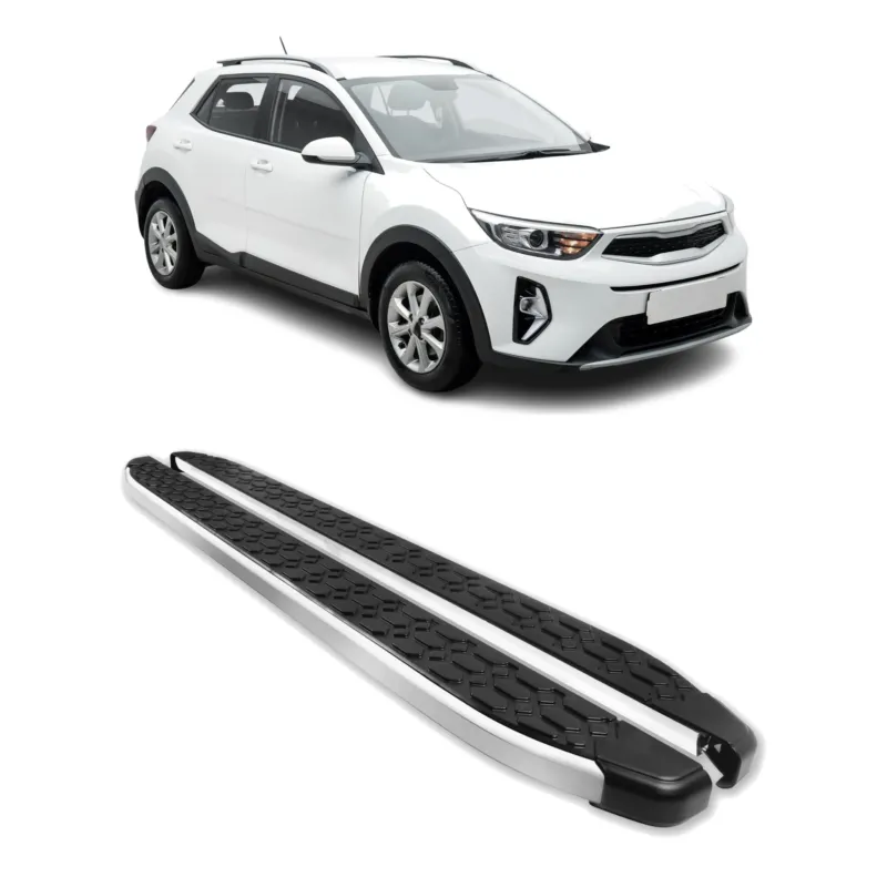 Alu Trittbretter Seitenschweller für Kia Stonic 2017-2026 Schwarz Silber 2tlg