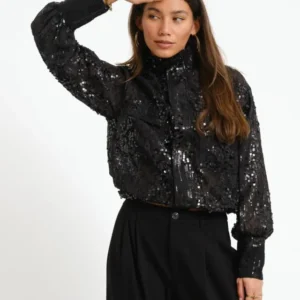 Rouge Mary High Neck Shirt Meteorite/Sequins - Things I Like Things I Love