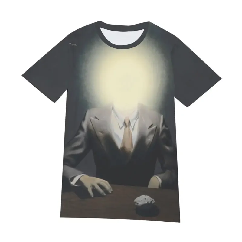 The Pleasure Principle by René Magritte T-shirt with glowing-face surrealist portrait print