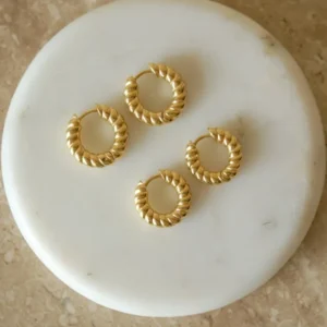 TILTIL SET OF 2 Earrings Small Hoop Chunky Gold - Things I Like Things I Love