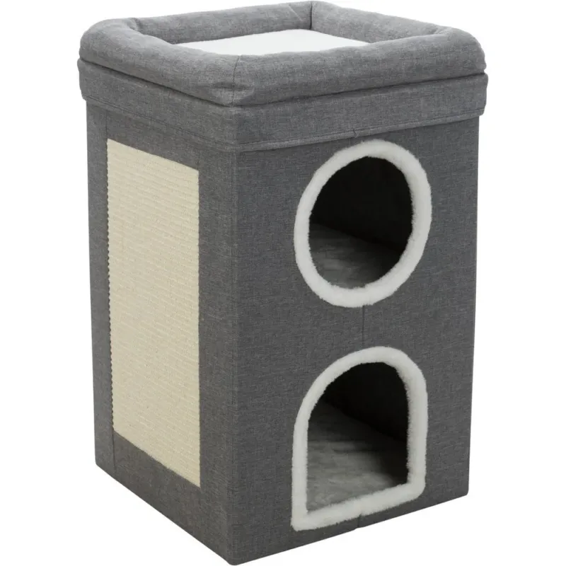 Katzenturm Saul mit Liegeplatte – L39 x B39 x H64cm, grau