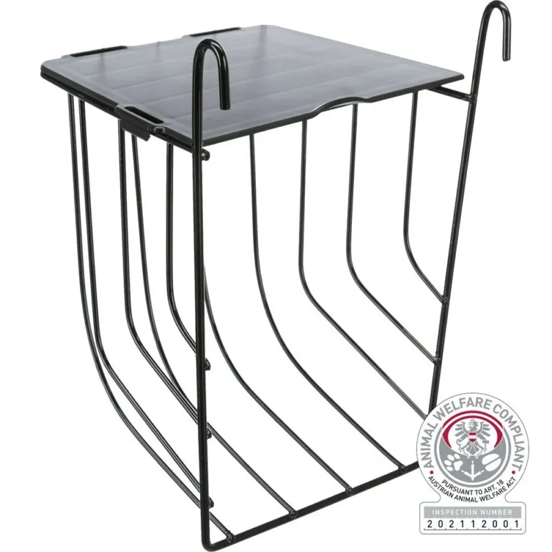Heuraufe zum Einhängen aus Metall – 13 × 18 × 12 cm, schwarz