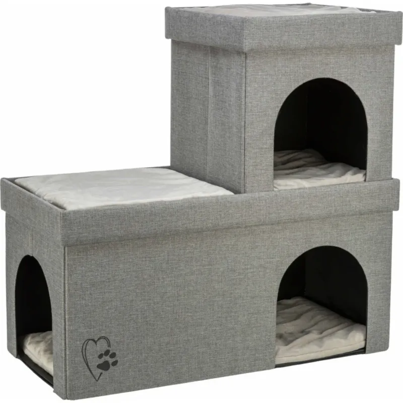 Katzenhöhle Kimy mit 2 Etagen Soft Edition – 76 × 72 × 37 cm